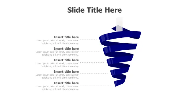 Five-Stage Blue Ribbon Spiral Infographic | PPT Design