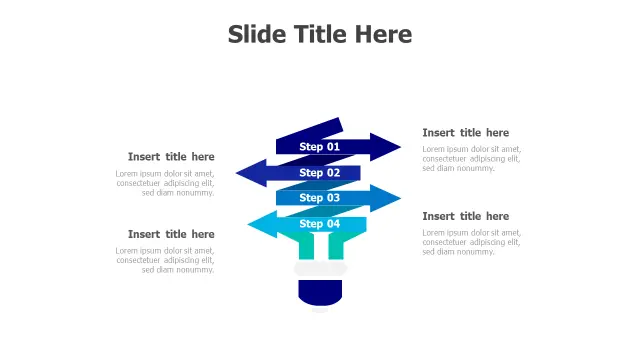 4-Step Arrow Bulb Process Infographic | Arrows | PPT Design