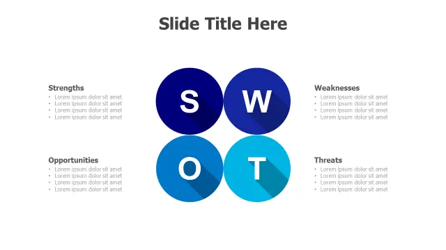 SWOT Analysis Four Circle Matrix Layout | SWOT | PPT Design