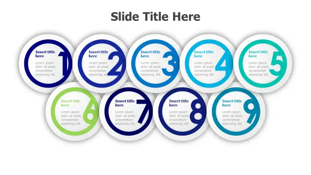 9-Step Circular Numbered Badge Layout | PPT Design