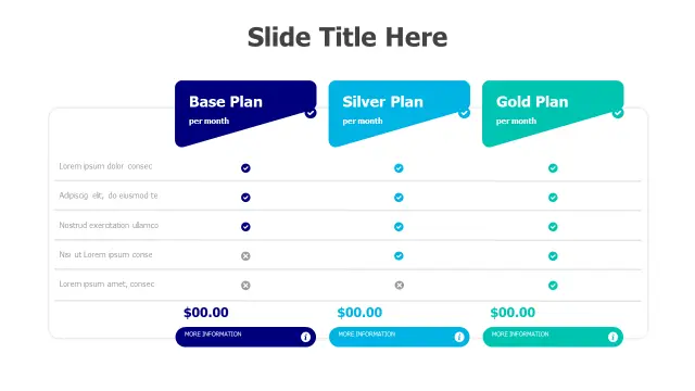 Three Tier Subscription Pricing Comparison Table