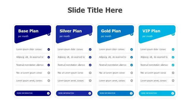 Four Tier Pricing Cards Layout