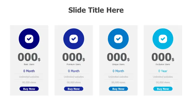 Four Tier Pricing Cards Layout — Alternate Layout