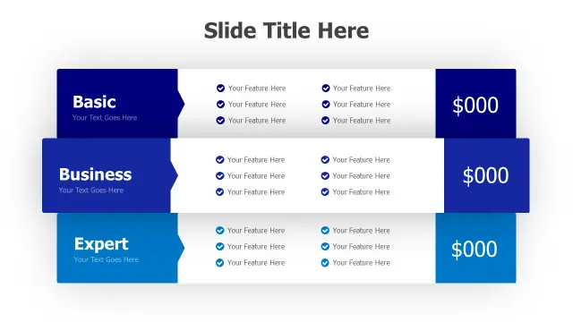 Three Tier Service Pricing Table Layout