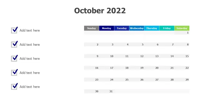 Monthly Calendar Checklist Layout Template — Aâ€¦ | PPT Design