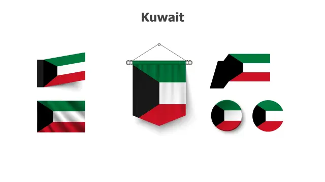 Kuwait Flag 3D Geometric Shape Collection | PPT Design