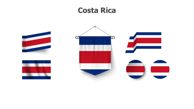Costa Rica Flag Shapes Collection Set | Flags | PPT Design