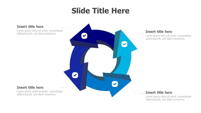 4-Point Circular Arrow Process Diagram | 3D | PPT Design
