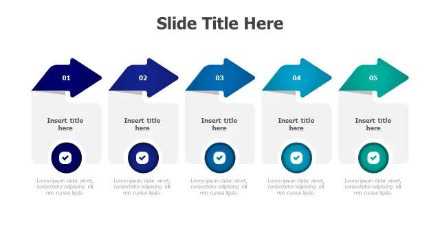 Five Step Arrow Gradient Process Layout | PPT Design
