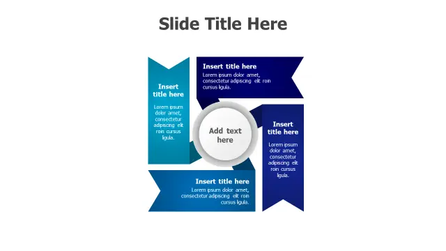 Four Flag Banner Central Hub Diagram | PPT Design