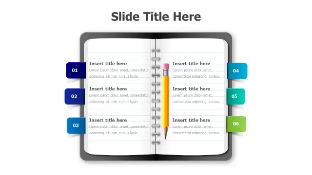 Six Point Notebook Layout Educational Infographic