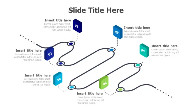 6-Step Winding Path Roadmap Template | Roadmap | PPT Design