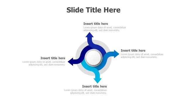 4-Point Circular Arrow Process Flow Diagram | PPT Design