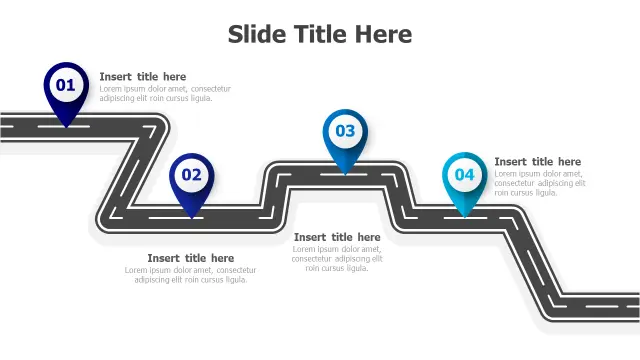4-Stage Journey Path Location Markers | Roadmap | PPT Design