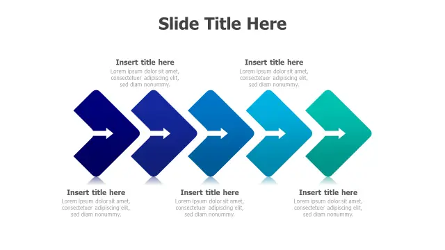 Five Step Chevron Arrow Process Flow | Arrows | PPT Design