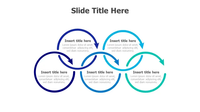 5-Point Interconnected Circle Arrow Diagram | PPT Design