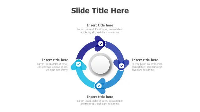 4-Point Circular Process Flow Diagram | Arrows | PPT Design