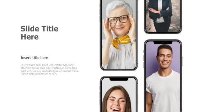 Four iPhone Mockup Stack Layout | Devices | PPT Design