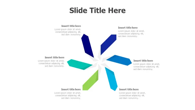 6-Point Radial Arrow Star Diagram | Arrows | PPT Design