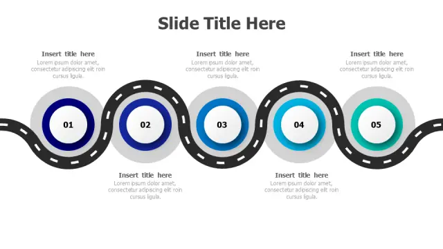 Circular Highway Path 5-Stage Process | Roadmap | PPT Design