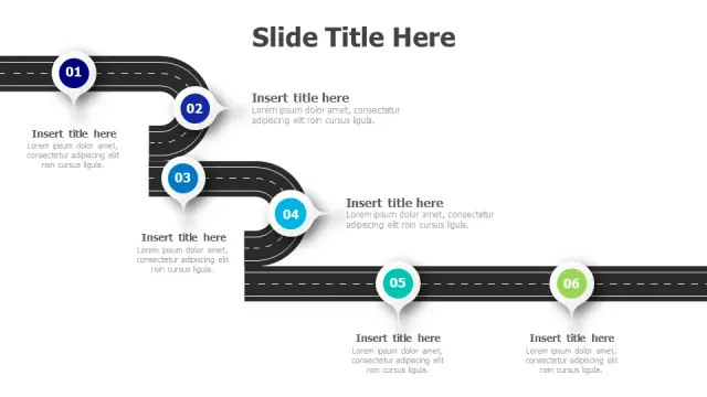 Six Step Winding Road Process Timeline | PPT Design