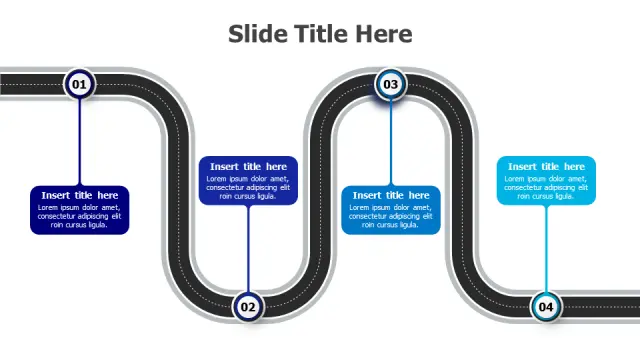 4-Step Curved Path Progress Template | Roadmap | PPT Design