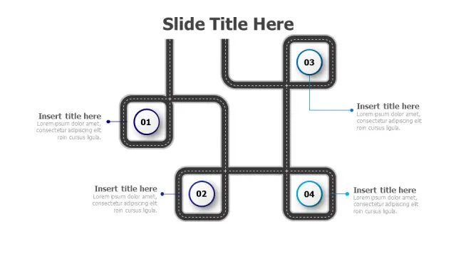 4-Stage Cross Path Roadmap Diagram | Roadmap | PPT Design