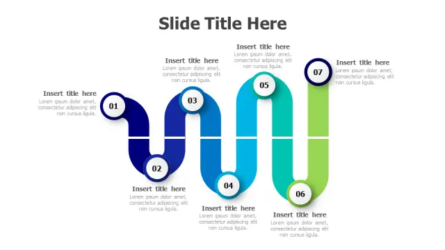 7-Stage Curved Path Process Infographic | PPT Design