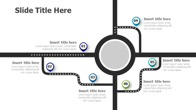 6-Stage Central Hub Process Flow Diagram | PPT Design