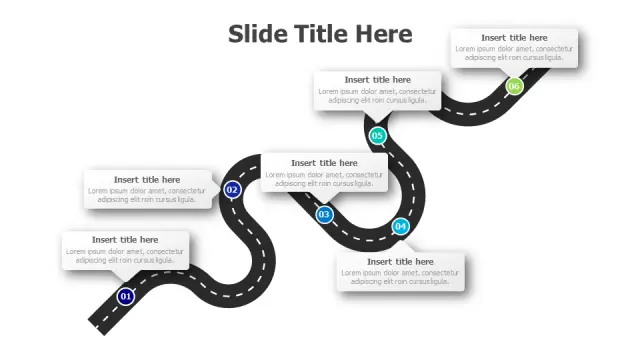 Winding Road Journey Six Stage Process | PPT Design