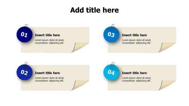 4-Step Process Sticky Note Cards | Sticky Notes | PPT Design