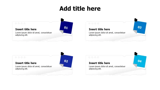 Four Section Pinned Squares Layout | PPT Design