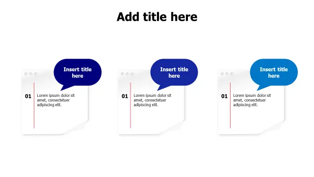 Three Step Speech Bubble Sticky Notes | PPT Design