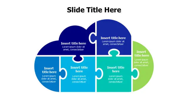 6-Piece Cloud Puzzle Infographic Template | PPT Design
