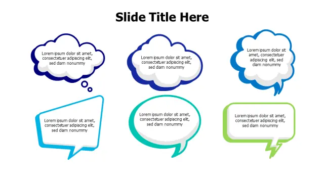 Six Colorful Thought Speech Bubble Collection | PPT Design