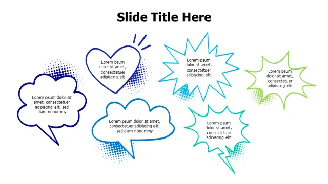 Five Speech Bubble Thought Cloud Layout | PPT Design