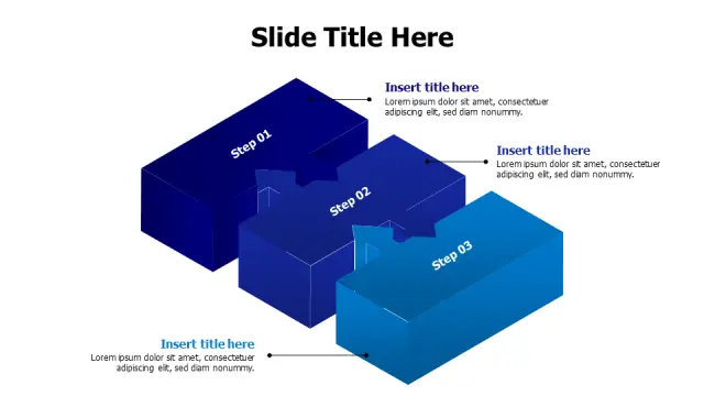 3-Step Process Interlocking Blocks Diagram | 3D | PPT Design