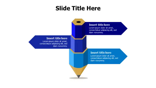 Three Point 3D Pencil Arrow Infographic | 3D | PPT Design