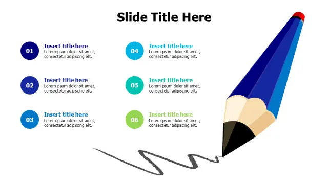 Six Point Educational 3D Pencil Infographic