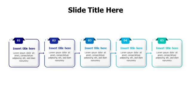 5-Step Linear Process Flow Diagram | PPT Design