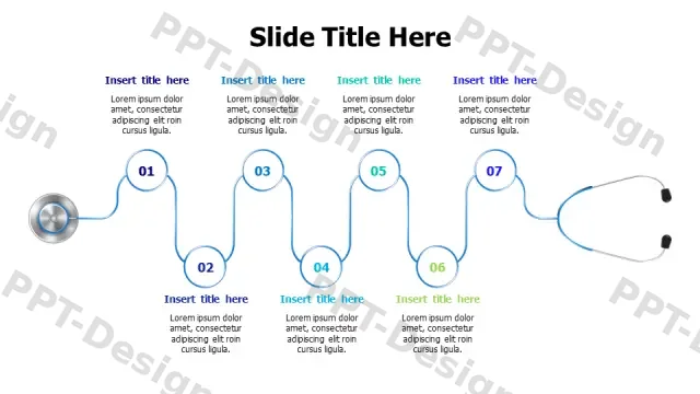 7-Step Medical Process Flow Stethoscope | Free PPT Template