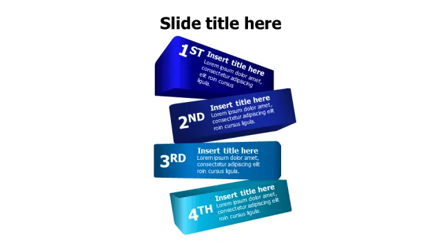 4-Step Layered Ribbon Block Infographic | 3D | PPT Design