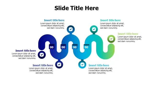 Six Step Curved Timeline Infographic | PPT Design