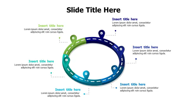 Six Stage Journey Path Circular Diagram | 3D | PPT Design