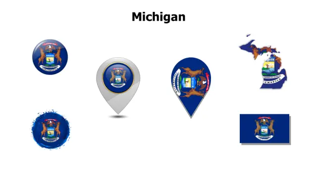 Michigan Flag Icon Collection Template | Flags | PPT Design
