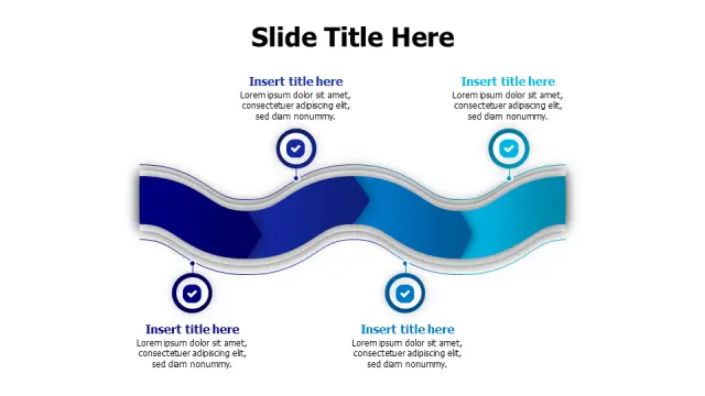 Wave Path Journey Four Step Roadmap | 3D | PPT Design