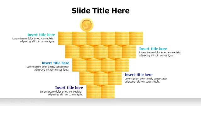 Golden Coin Stack Pyramid Infographic | 3D | PPT Design