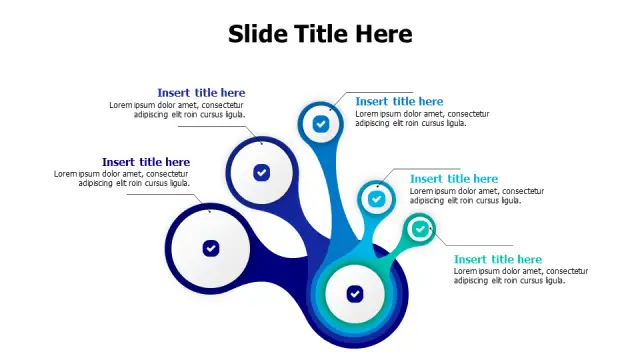 5-Point Interconnected Circles Branching Layout | PPT Design