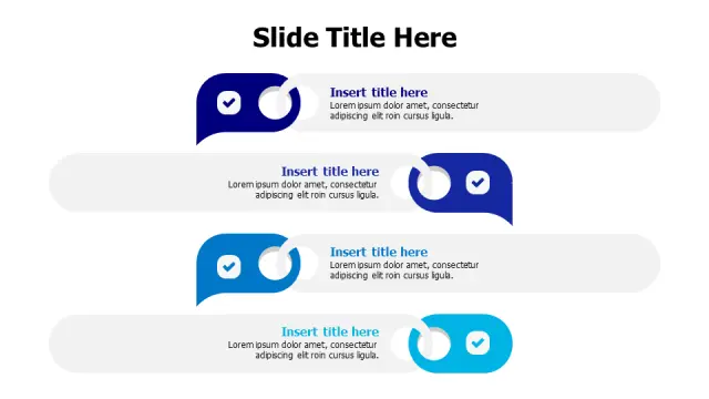 4-Point Checkmark Speech Bubble Layout | 3D | PPT Design