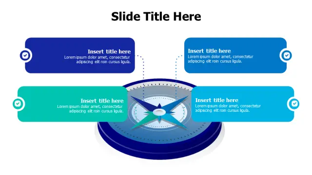 Four Point 3D Compass Navigation Template | 3D | PPT Design